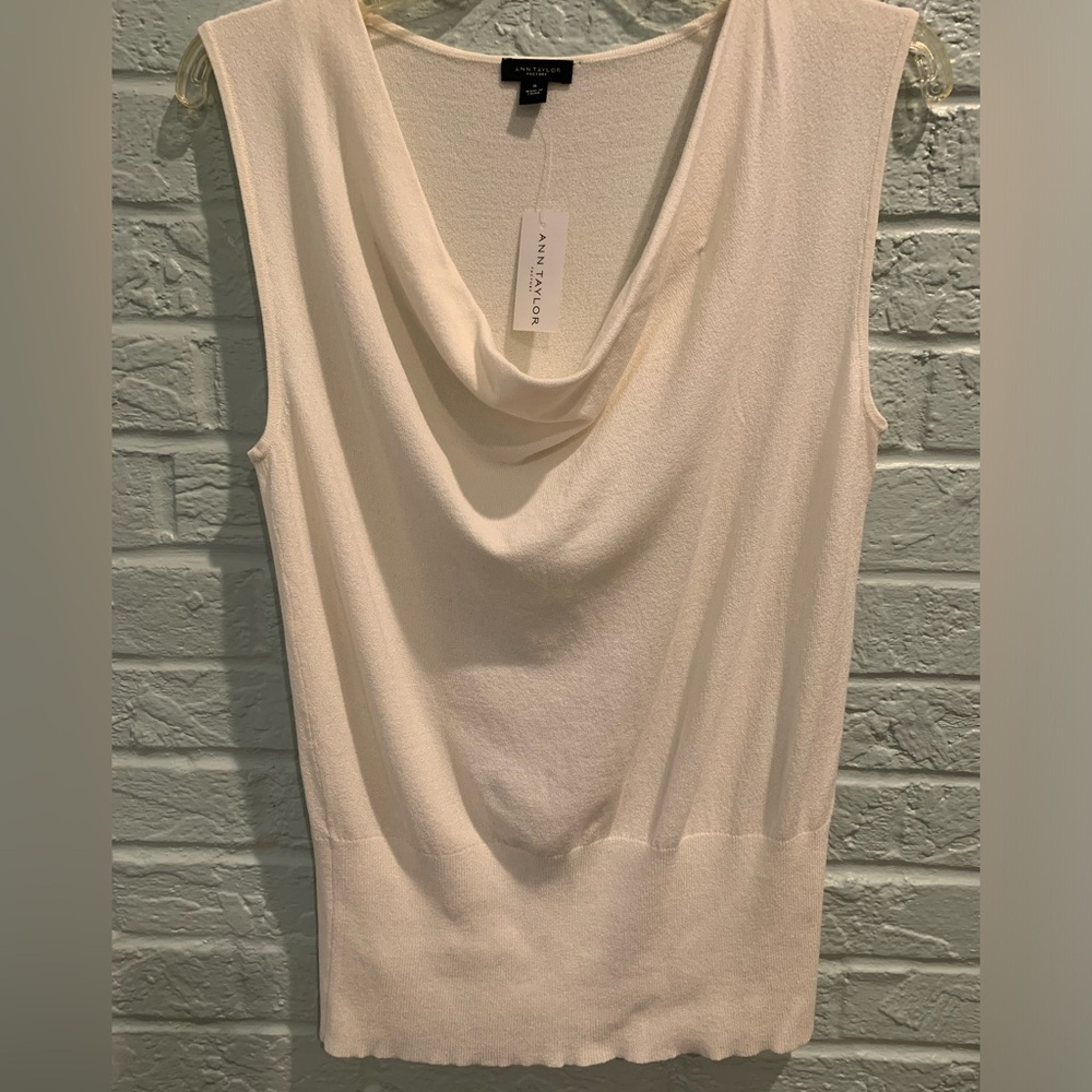 NWT Ann Taylor Drape Neck Sleeveless Knit Top.